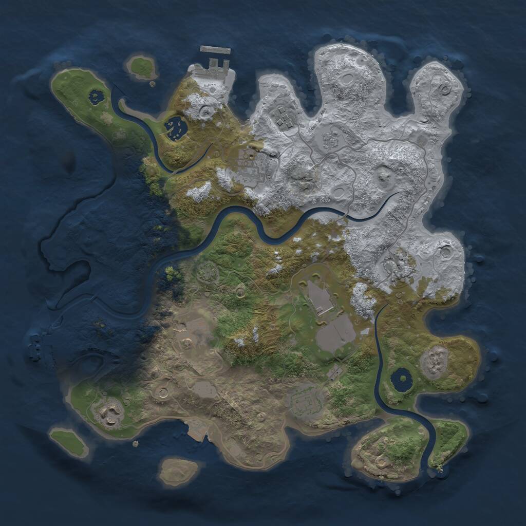 Rust Map: Procedural Map, Size: 3500, Seed: 56513000, 14 Monuments