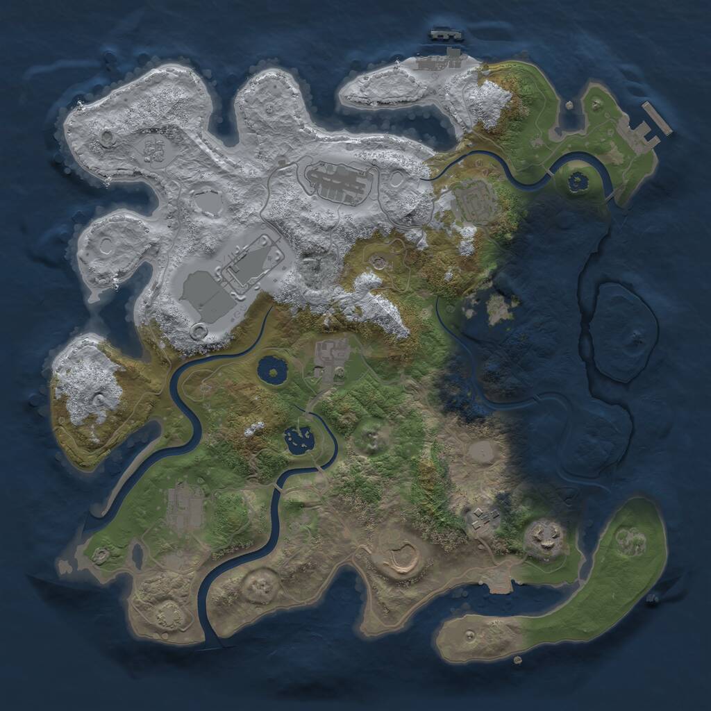 Rust Map: Procedural Map, Size: 3600, Seed: 1118723, 16 Monuments