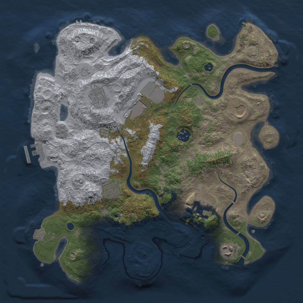 Rust Map: Procedural Map, Size: 3500, Seed: 9986551, 13 Monuments