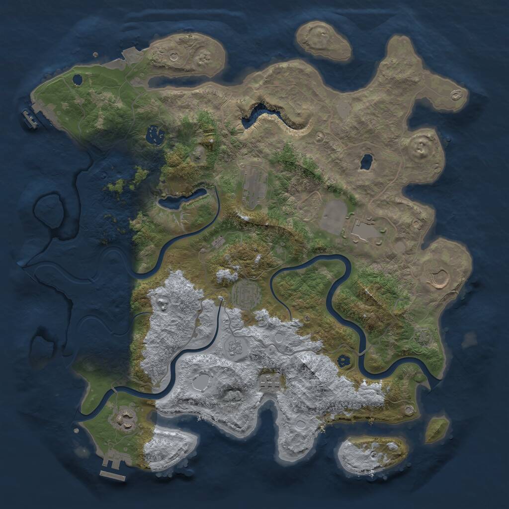 Rust Map: Procedural Map, Size: 4000, Seed: 1595505865, 13 Monuments