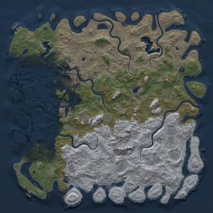 Thumbnail Rust Map: Procedural Map, Size: 6000, Seed: 1945901402, 17 Monuments