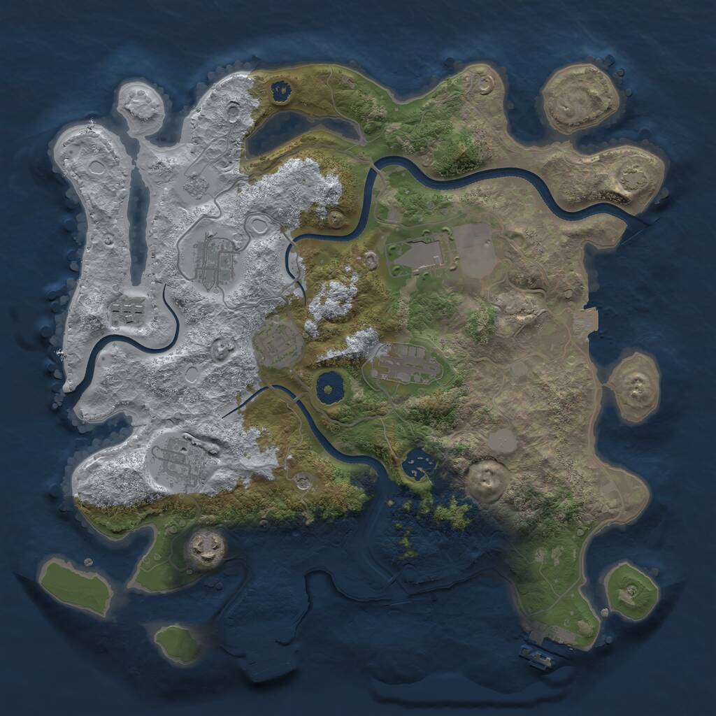 Rust Map: Procedural Map, Size: 3500, Seed: 94237335, 14 Monuments