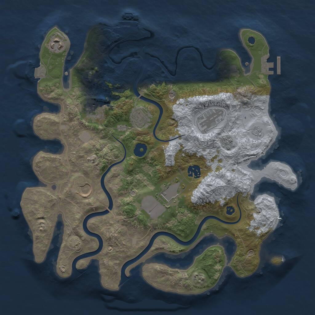 Rust Map: Procedural Map, Size: 3500, Seed: 1111841570, 14 Monuments