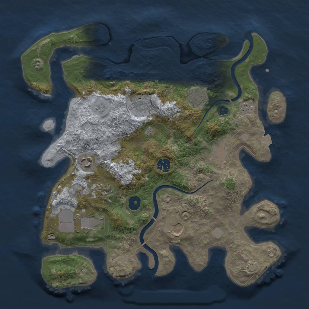 Rust Map: Procedural Map, Size: 3500, Seed: 1230384495, 13 Monuments