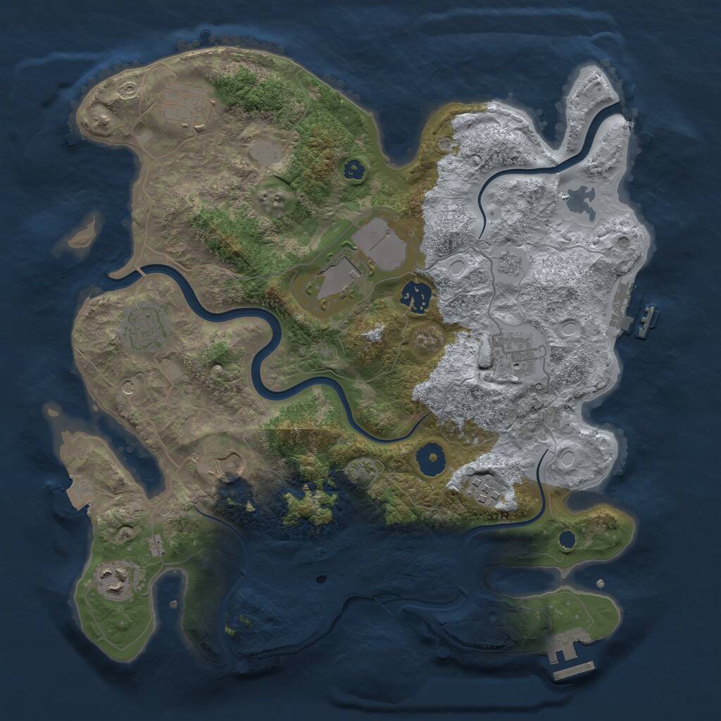 Rust Map: Procedural Map, Size: 3500, Seed: 64525555, 14 Monuments