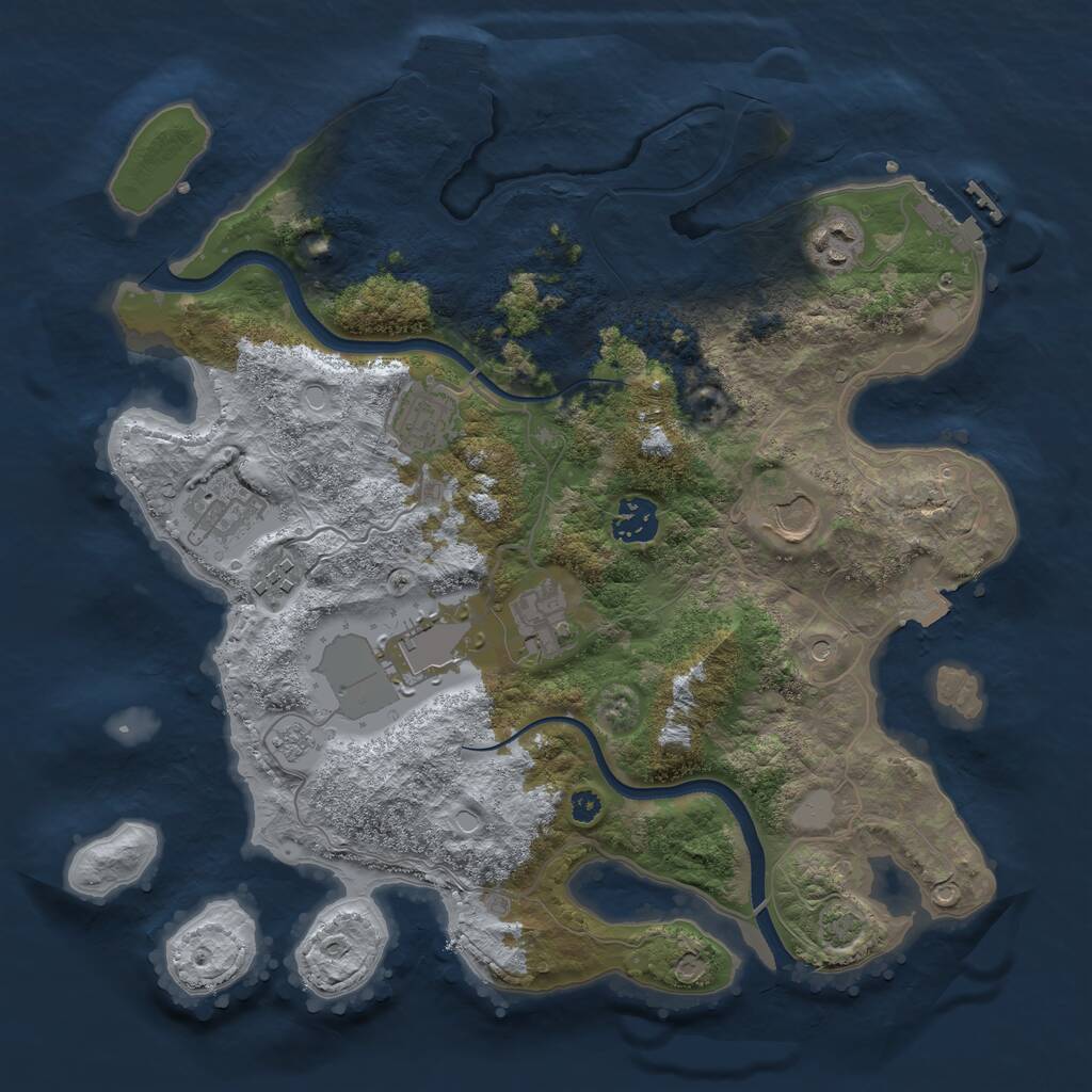 Rust Map: Procedural Map, Size: 3500, Seed: 1912728287, 14 Monuments