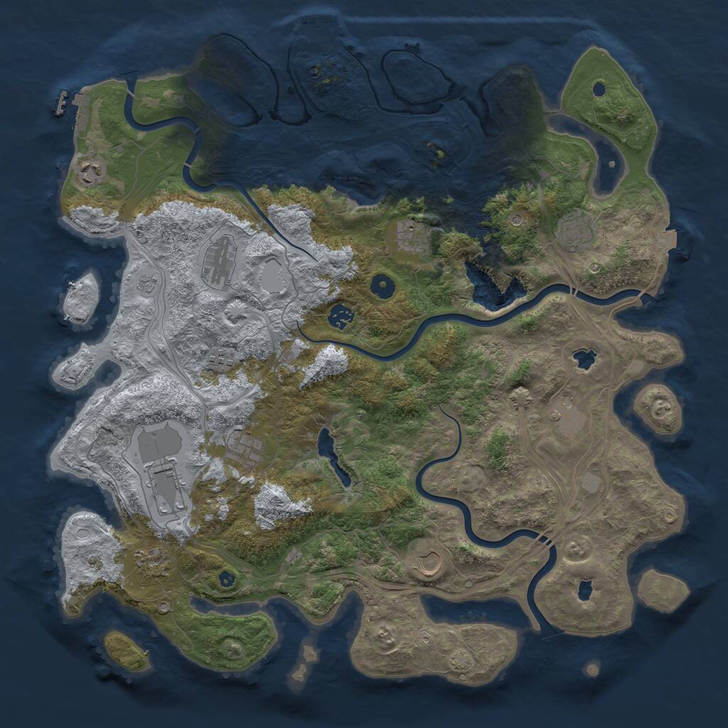 Rust Map: Procedural Map, Size: 4500, Seed: 961338781, 17 Monuments