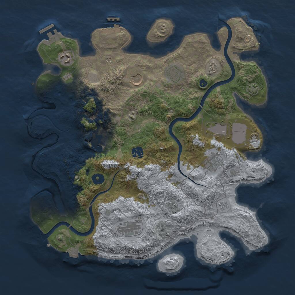 Rust Map: Procedural Map, Size: 3750, Seed: 1060848972, 15 Monuments