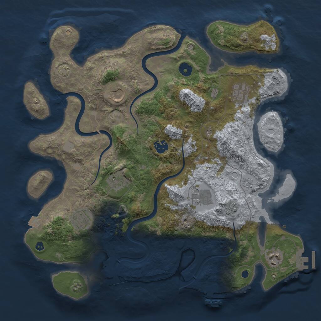 Rust Map: Procedural Map, Size: 3600, Seed: 1006461480, 14 Monuments