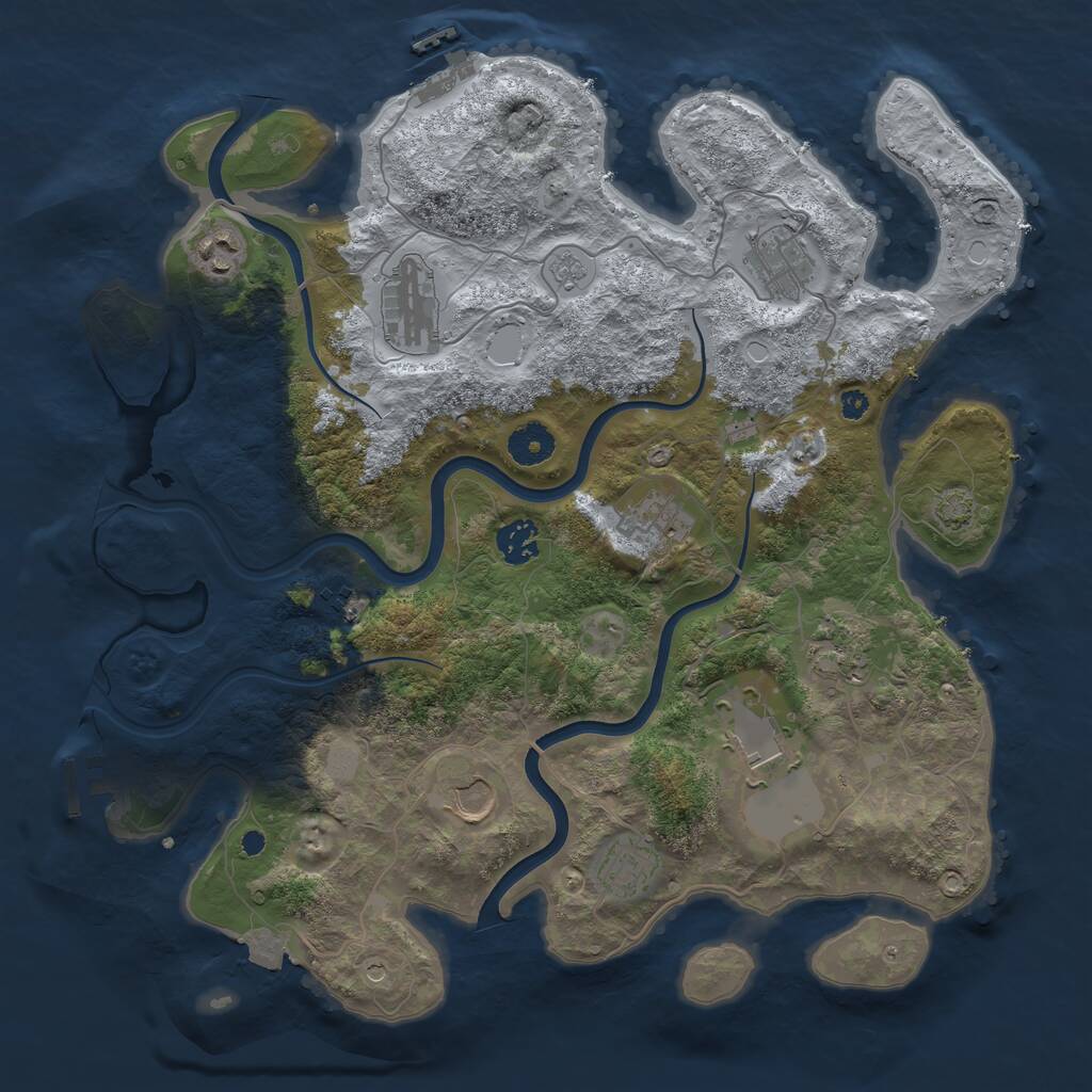 Rust Map: Procedural Map, Size: 3750, Seed: 1812737464, 16 Monuments