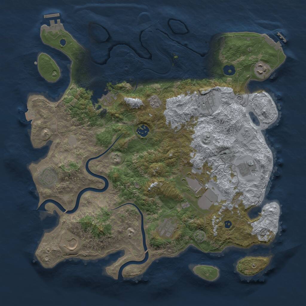 Rust Map: Procedural Map, Size: 3950, Seed: 1343510216, 16 Monuments