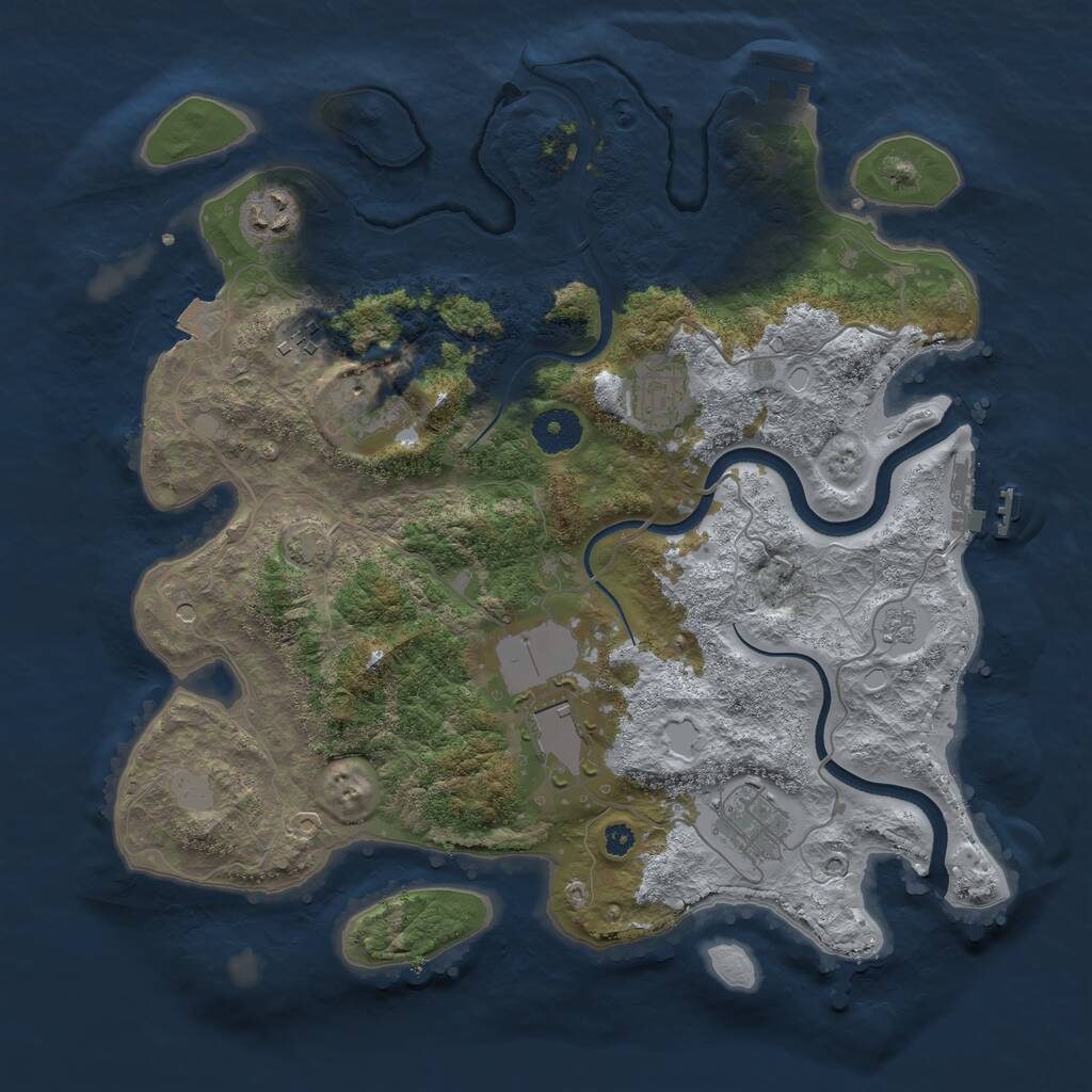 Rust Map: Procedural Map, Size: 3500, Seed: 329993980, 12 Monuments