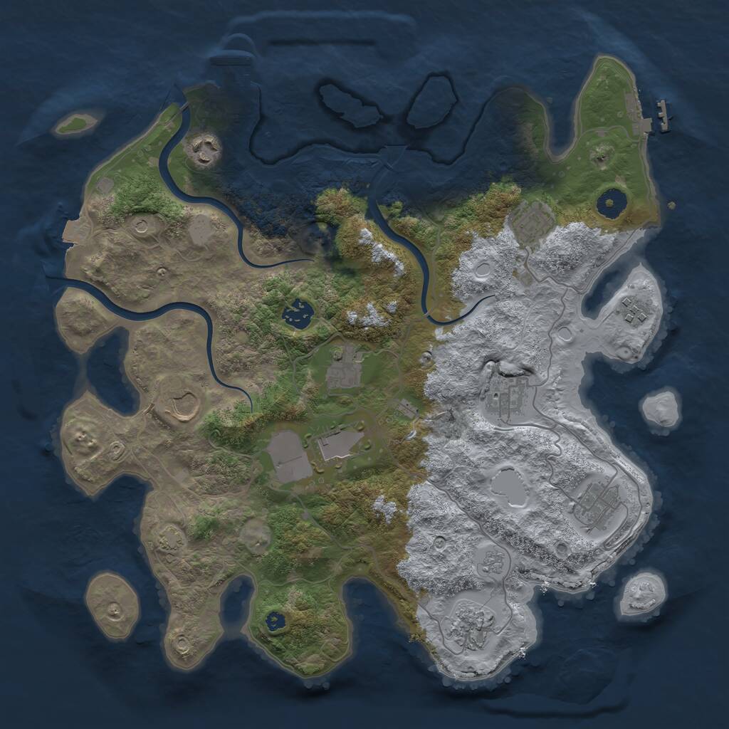 Rust Map: Procedural Map, Size: 3750, Seed: 1120403957, 16 Monuments