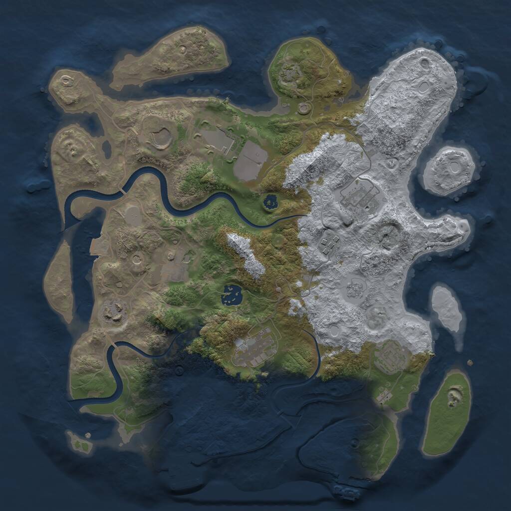 Rust Map: Procedural Map, Size: 3500, Seed: 1399686193, 15 Monuments