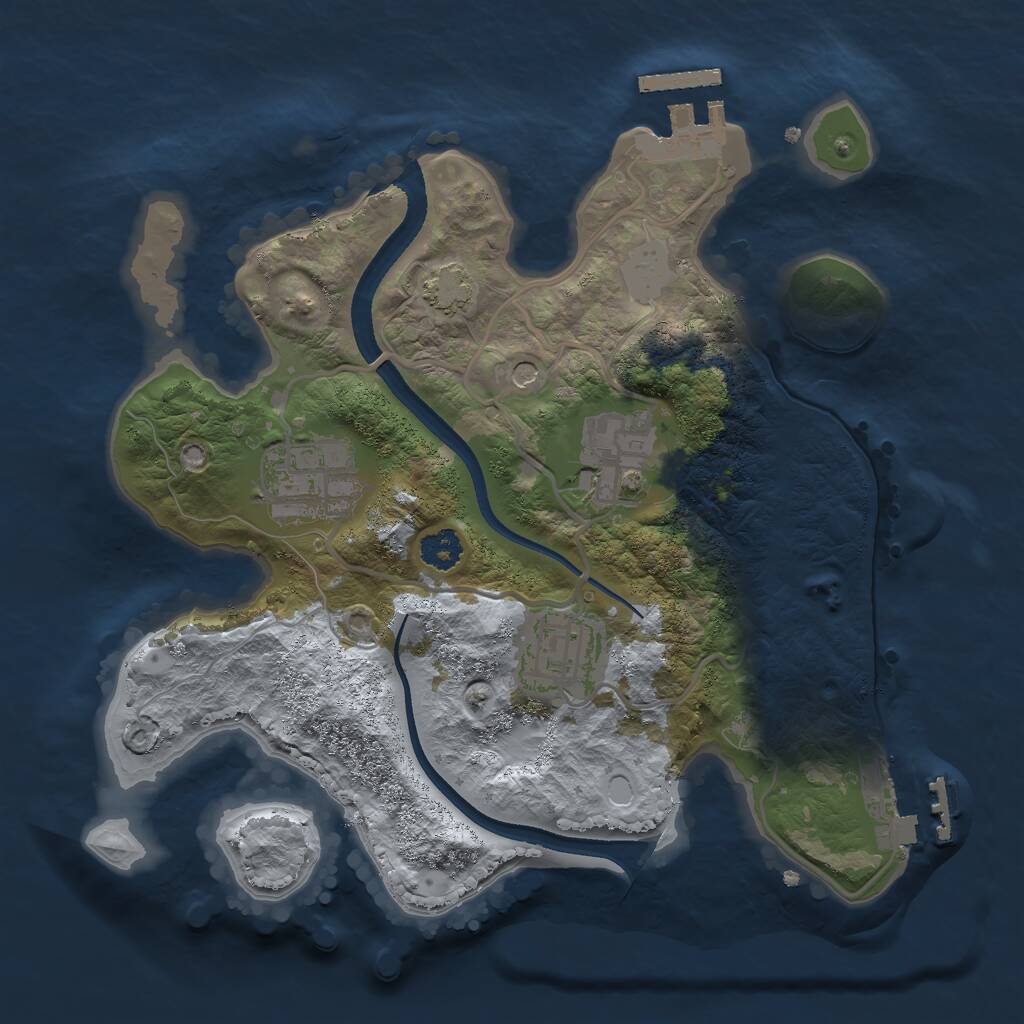 Rust Map: Procedural Map, Size: 2500, Seed: 1382104809, 8 Monuments