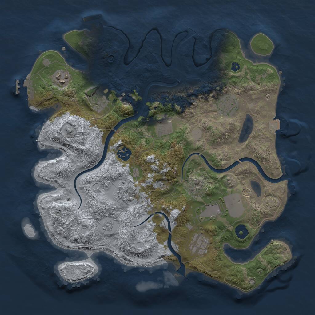 Rust Map: Procedural Map, Size: 3500, Seed: 1858756, 15 Monuments
