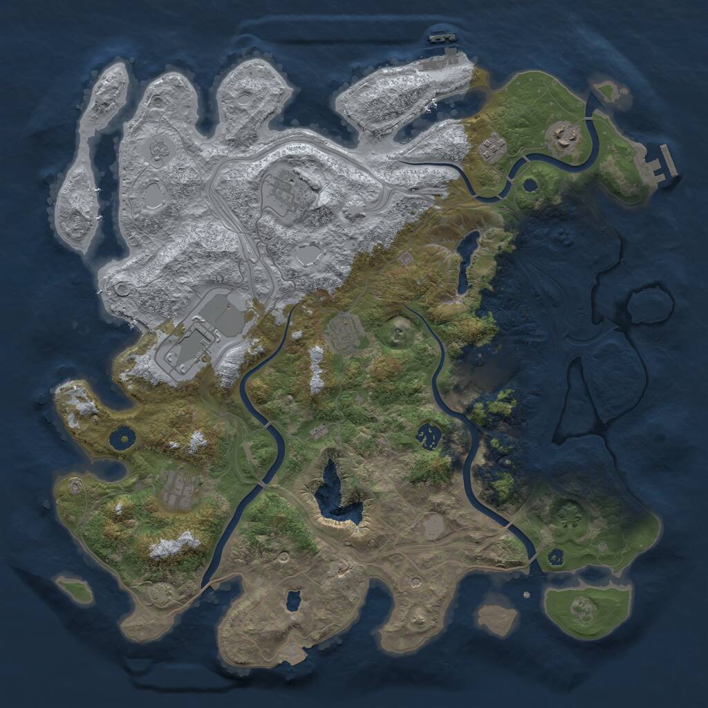 Rust Map: Procedural Map, Size: 4250, Seed: 600506080, 14 Monuments