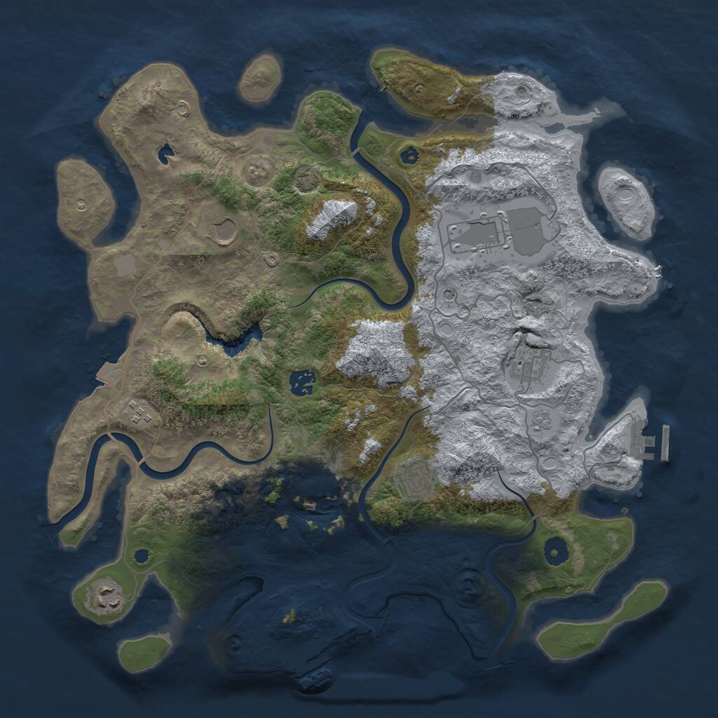 Rust Map: Procedural Map, Size: 4000, Seed: 1929711490, 13 Monuments