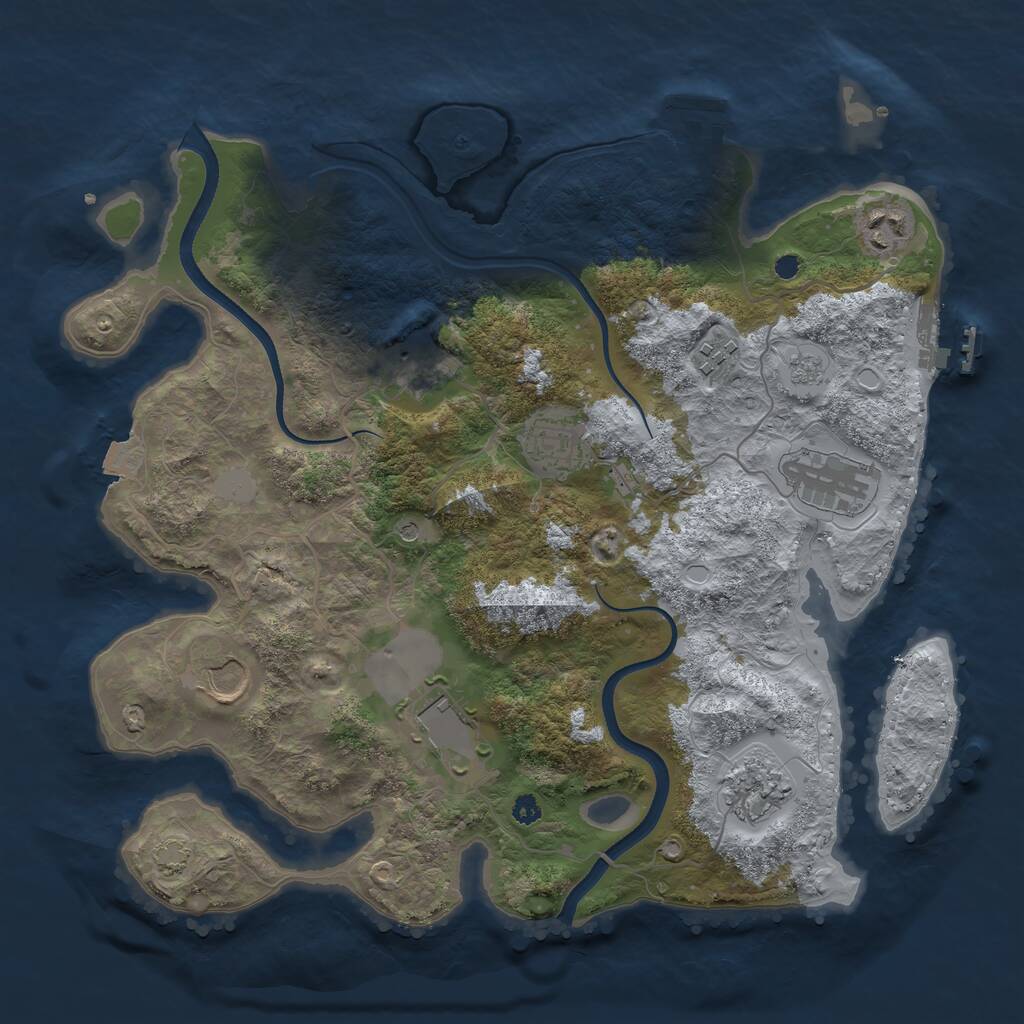 Rust Map: Procedural Map, Size: 3500, Seed: 304608318, 14 Monuments