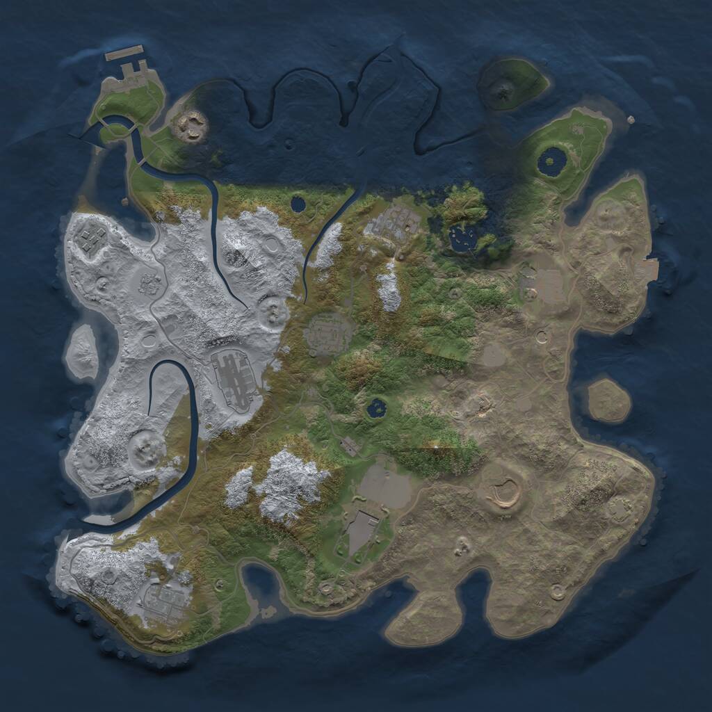 Rust Map: Procedural Map, Size: 3750, Seed: 632011730, 15 Monuments