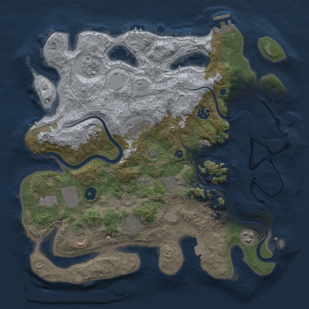 Rust Map: Procedural Map, Size: 3750, Seed: 48, 14 Monuments