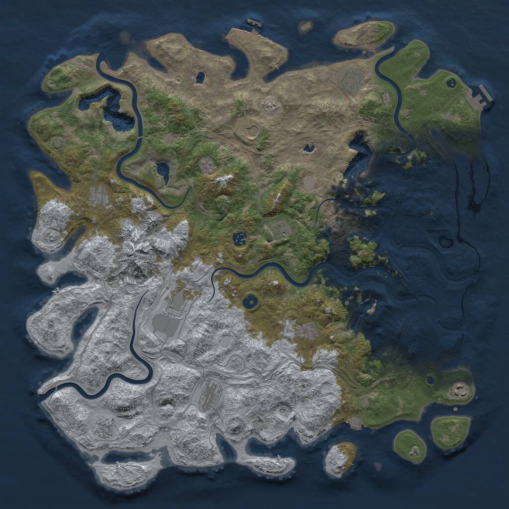 Rust Map: Procedural Map, Size: 5250, Seed: 572500189, 17 Monuments