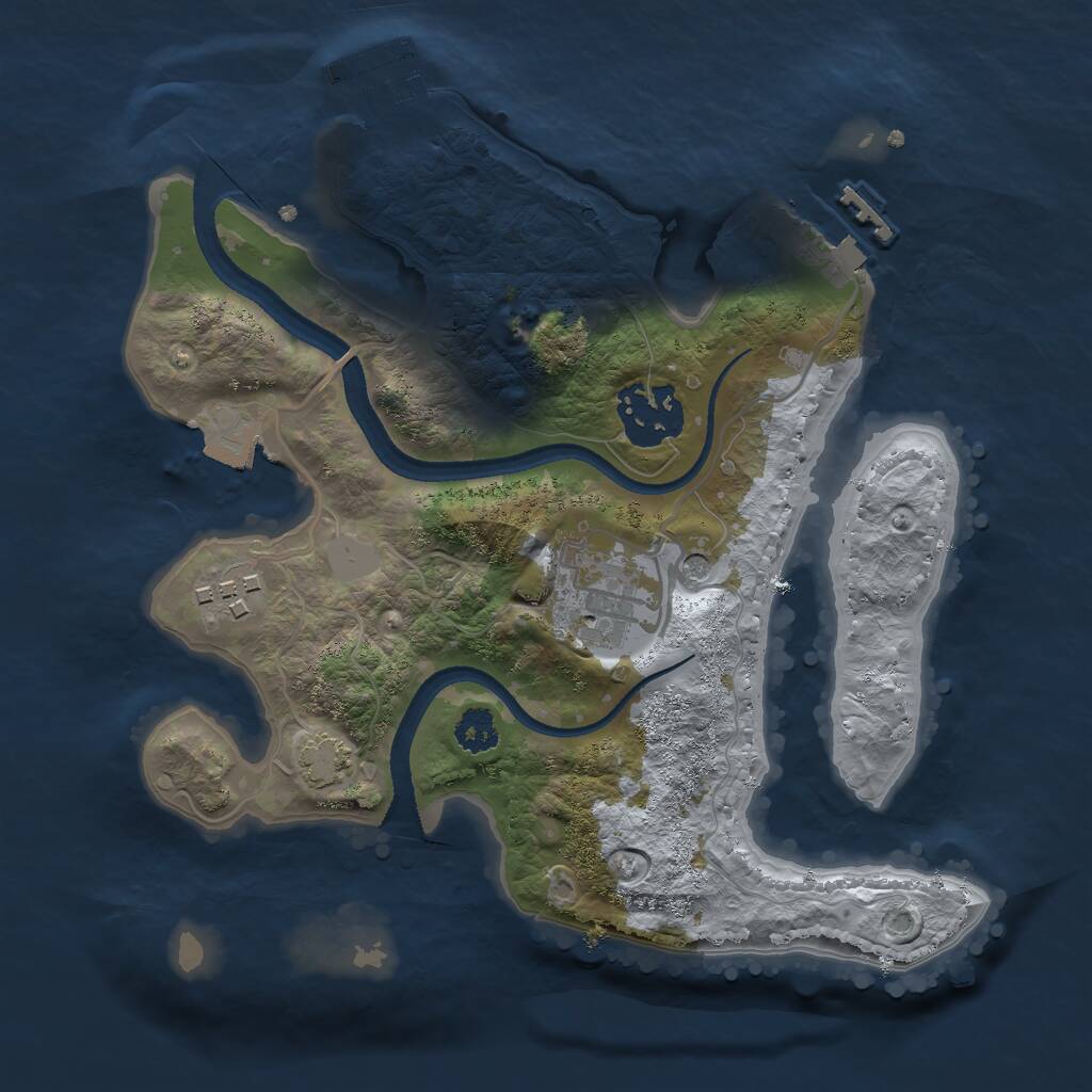 Rust Map: Procedural Map, Size: 2500, Seed: 263339591, 8 Monuments