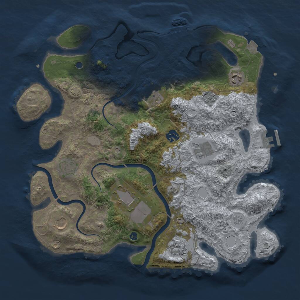 Rust Map: Procedural Map, Size: 3700, Seed: 131841283, 15 Monuments