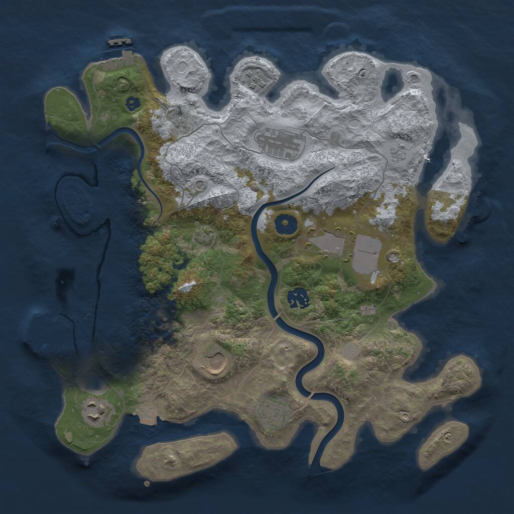 Rust Map: Procedural Map, Size: 3500, Seed: 575627304, 13 Monuments