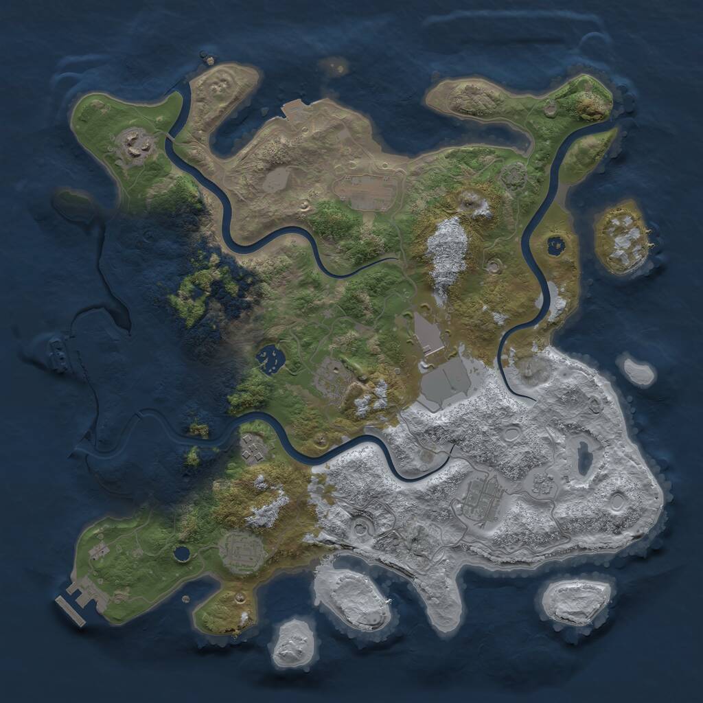 Rust Map: Procedural Map, Size: 3750, Seed: 117942914, 14 Monuments