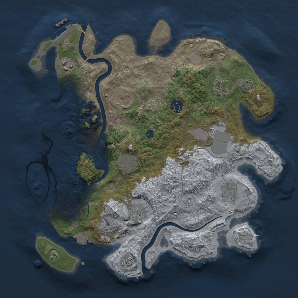 Rust Map: Procedural Map, Size: 3500, Seed: 28394501, 15 Monuments