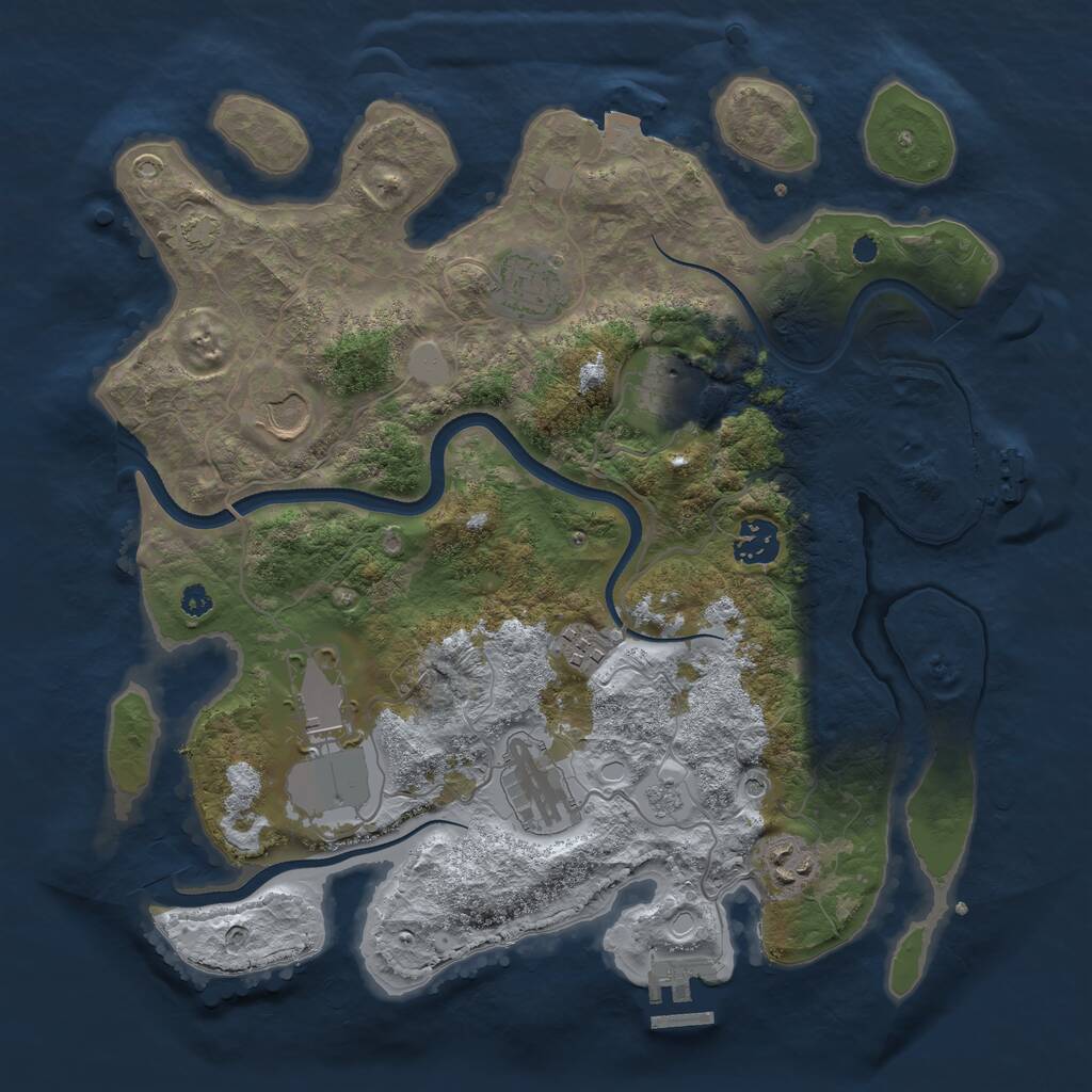 Rust Map: Procedural Map, Size: 3500, Seed: 397553559, 14 Monuments
