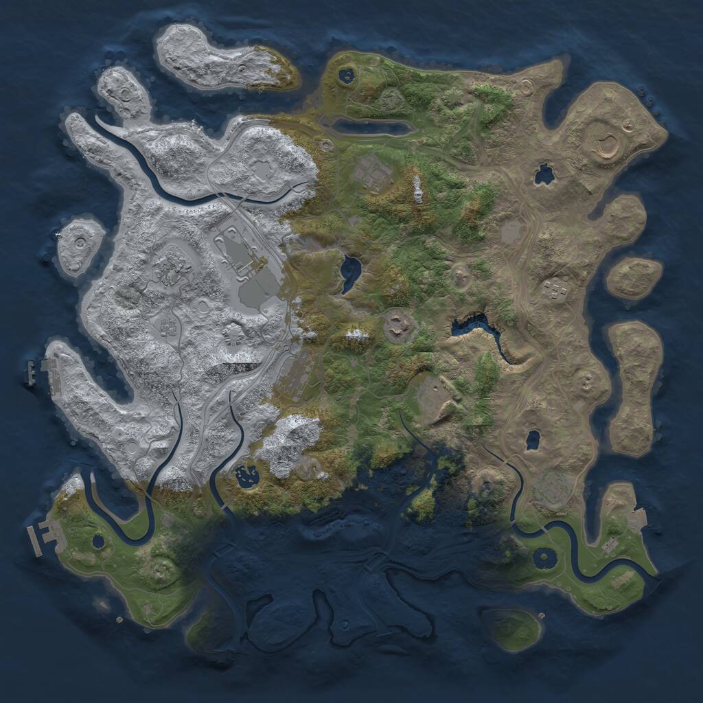 Rust Map: Procedural Map, Size: 4500, Seed: 1441980, 16 Monuments