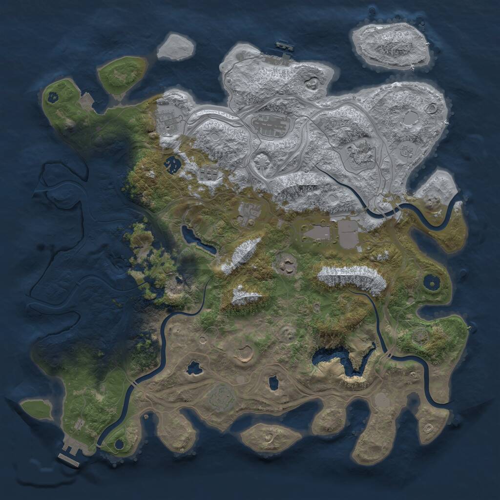 Rust Map: Procedural Map, Size: 4500, Seed: 136451648, 16 Monuments