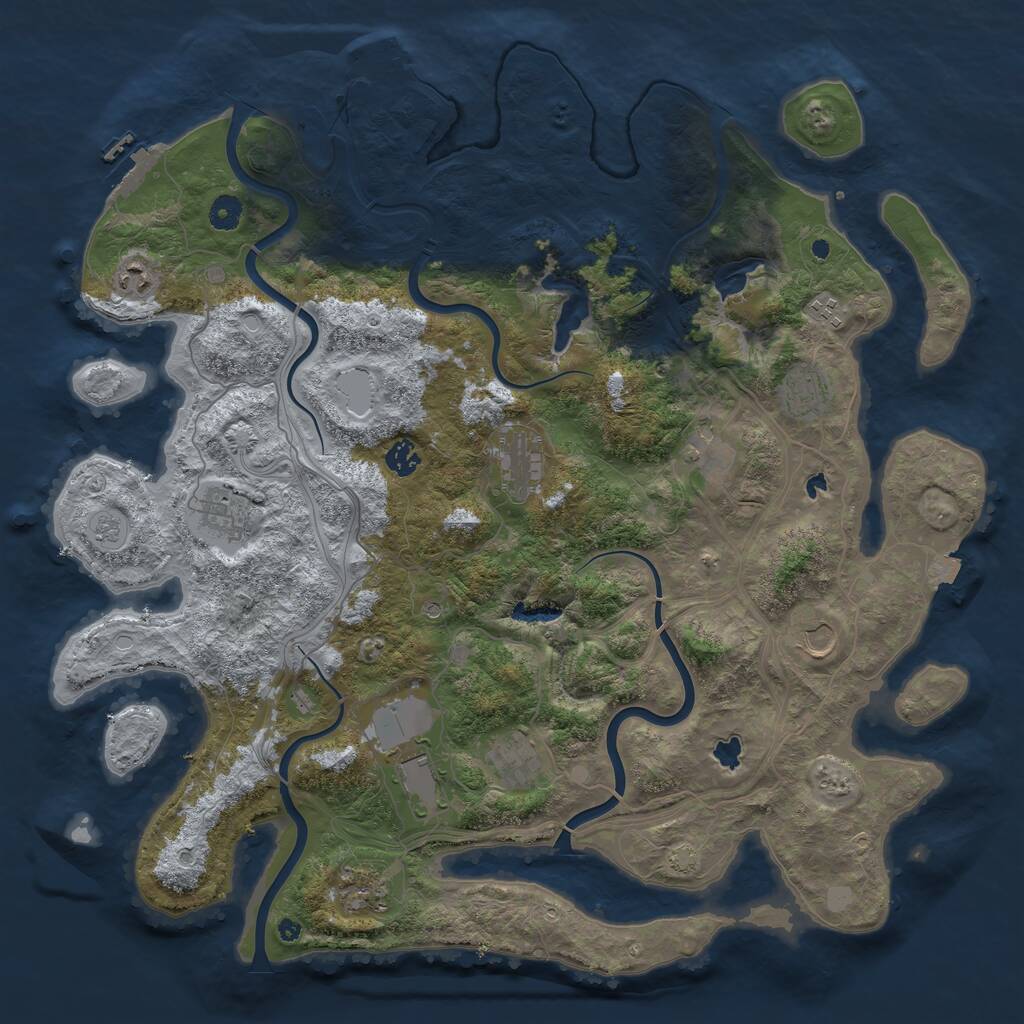 Rust Map: Procedural Map, Size: 4500, Seed: 511717804, 17 Monuments