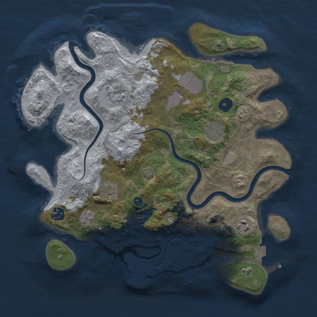 Rust Map: Procedural Map, Size: 3500, Seed: 233642719, 12 Monuments