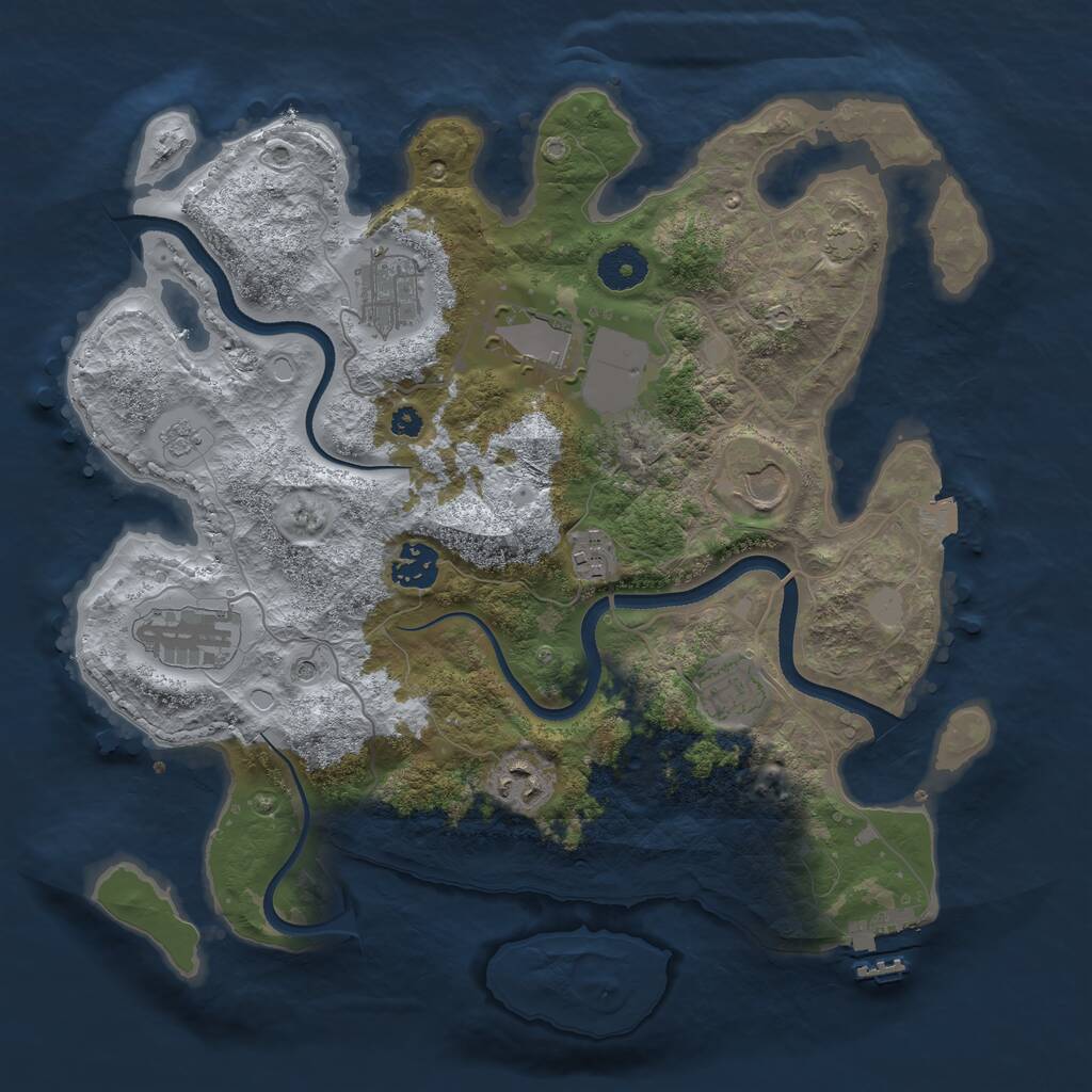 Rust Map: Procedural Map, Size: 3500, Seed: 770747848, 13 Monuments