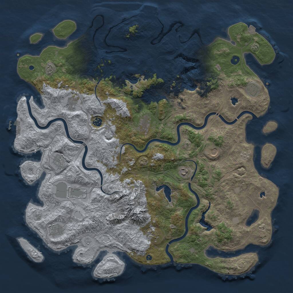 Rust Map: Procedural Map, Size: 5000, Seed: 69851505, 17 Monuments