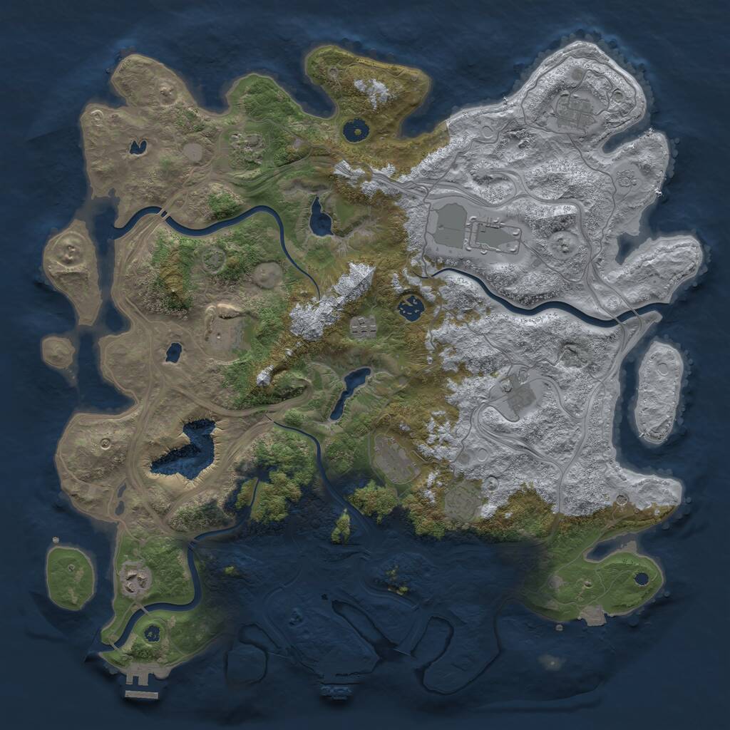 Rust Map: Procedural Map, Size: 4500, Seed: 51234, 16 Monuments