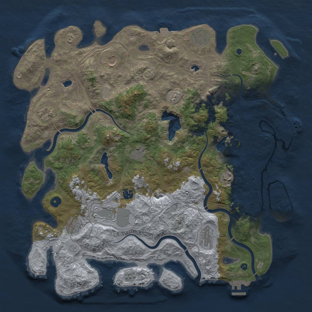 Rust Map: Procedural Map, Size: 4500, Seed: 2125973290, 17 Monuments