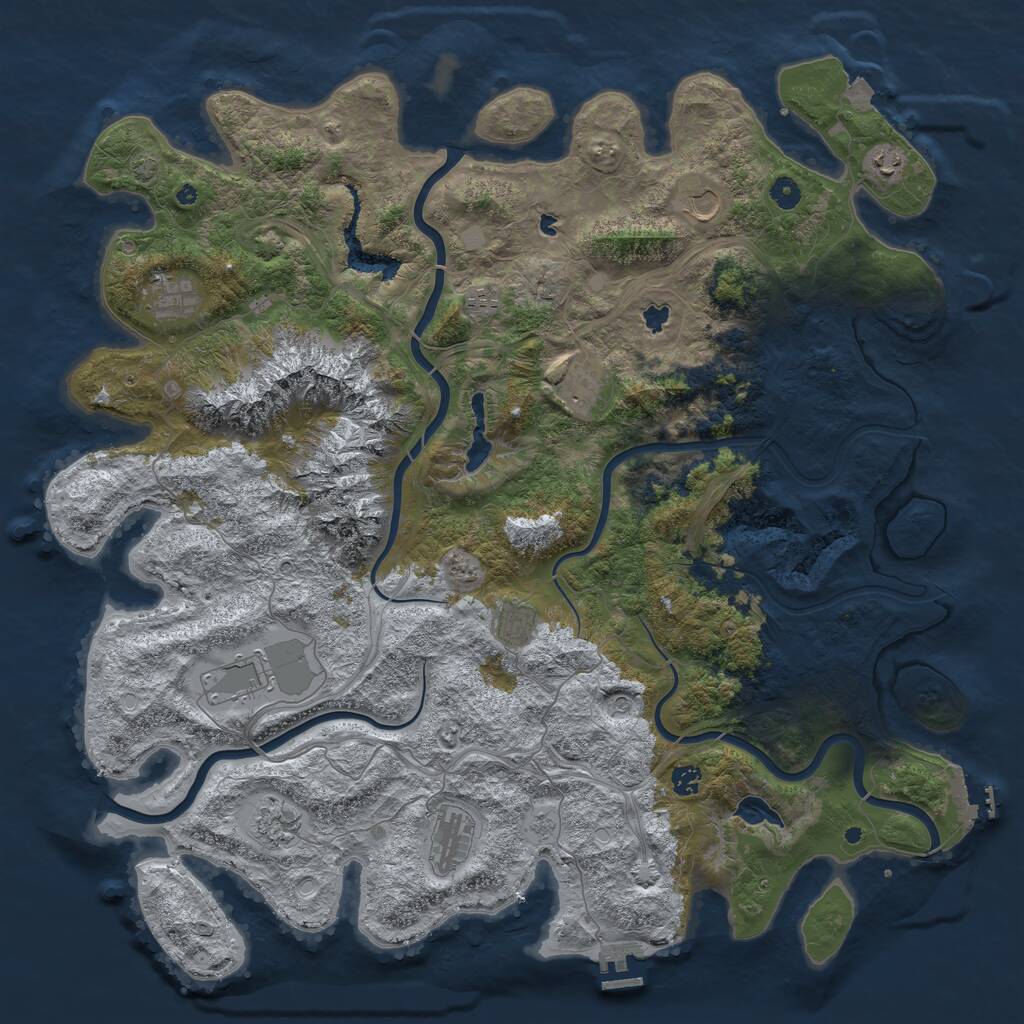Rust Map: Procedural Map, Size: 5000, Seed: 1465989925, 16 Monuments