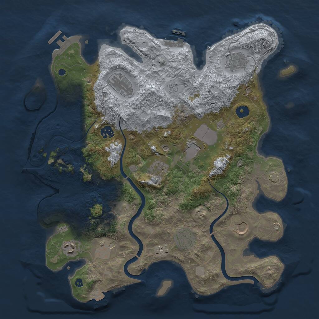 Rust Map: Procedural Map, Size: 3750, Seed: 8266109, 16 Monuments