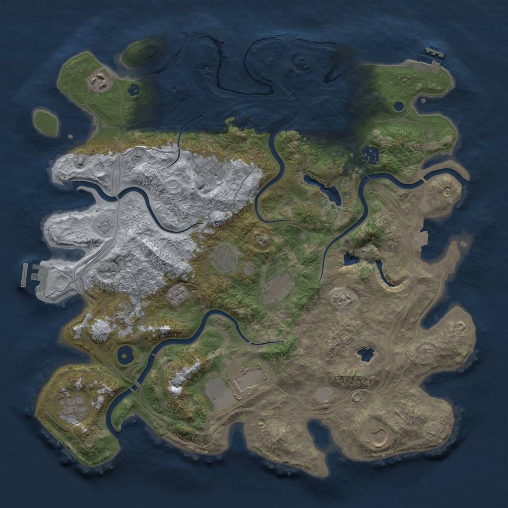 Rust Map: Procedural Map, Size: 4250, Seed: 2078678157, 16 Monuments
