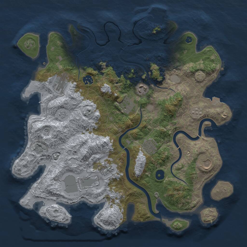 Rust Map: Procedural Map, Size: 3800, Seed: 84512386, 14 Monuments