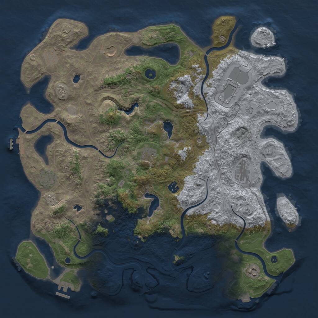 Rust Map: Procedural Map, Size: 4500, Seed: 224277372, 17 Monuments