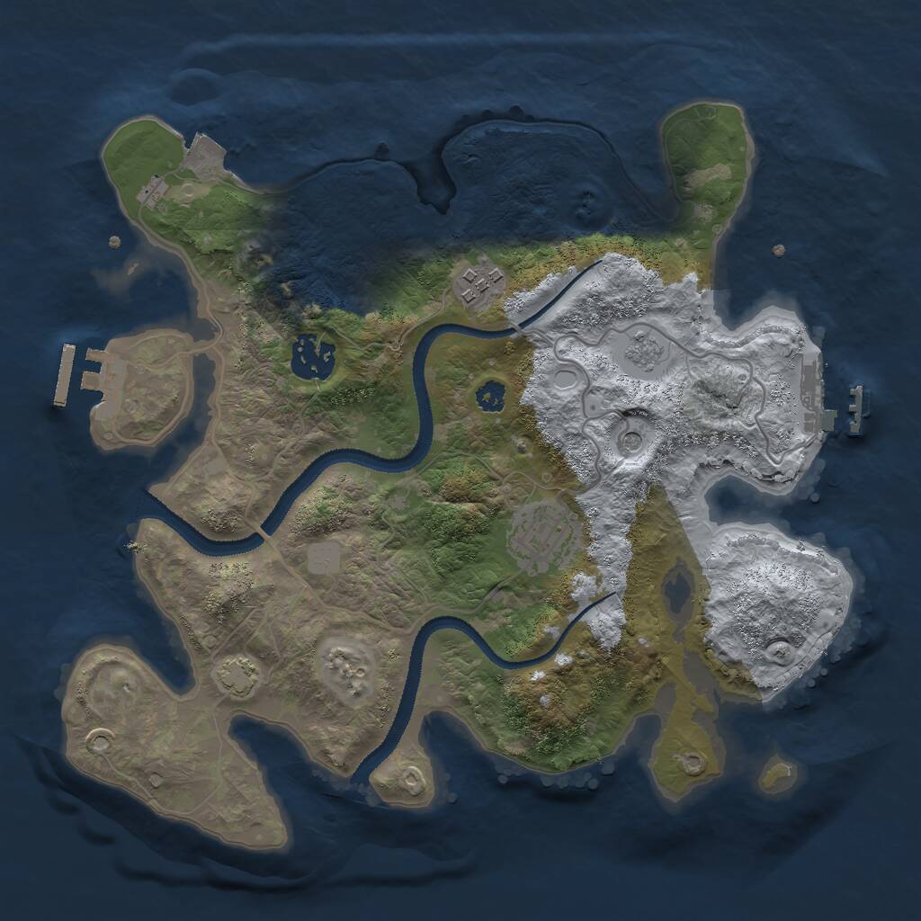 Rust Map: Procedural Map, Size: 3000, Seed: 1139846261, 9 Monuments