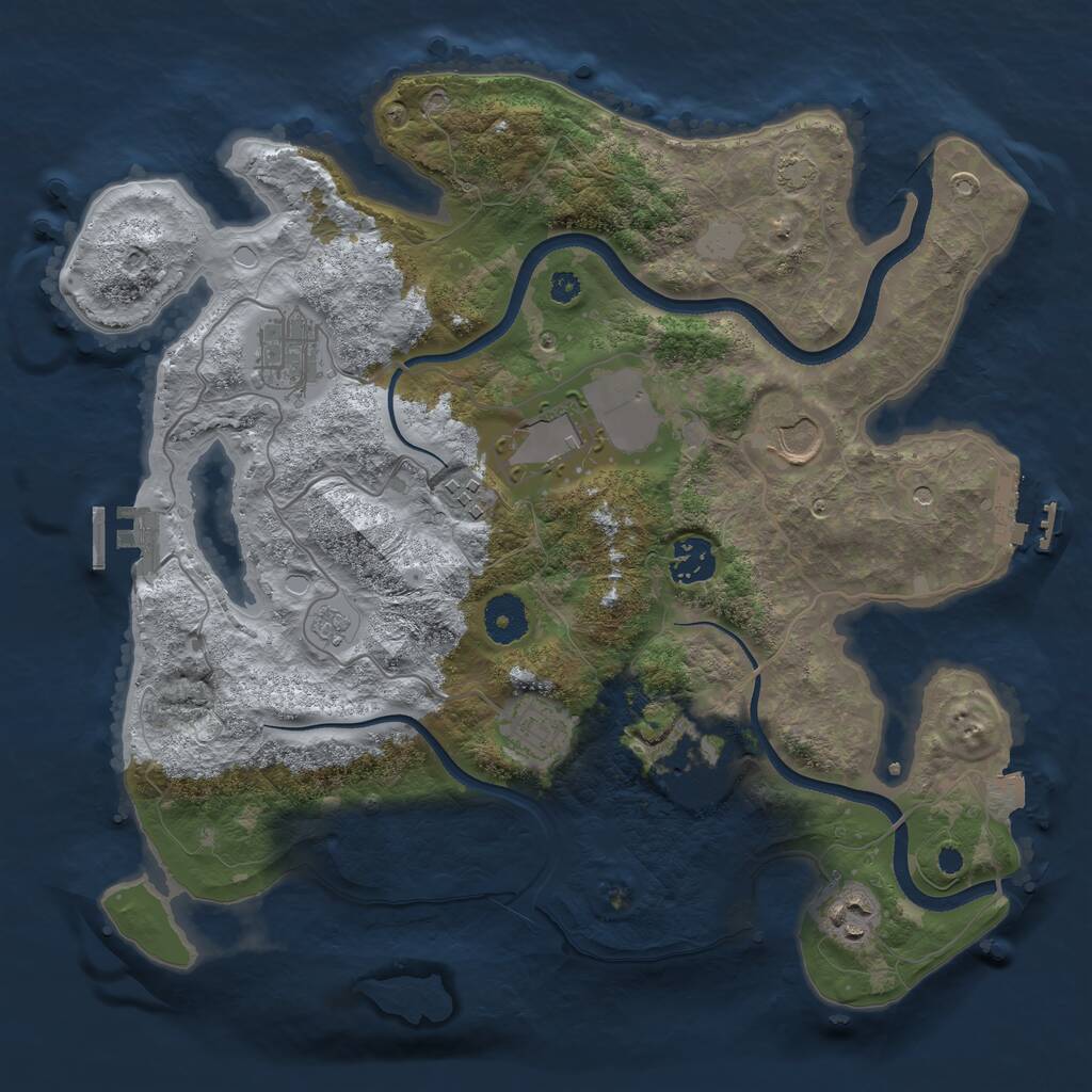 Rust Map: Procedural Map, Size: 3500, Seed: 3872946, 14 Monuments