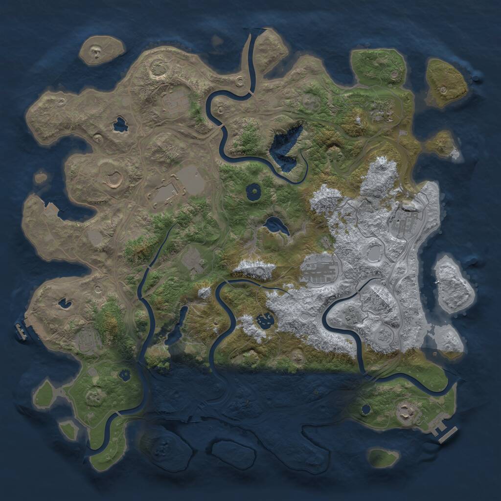 Rust Map: Procedural Map, Size: 4500, Seed: 30383160, 17 Monuments