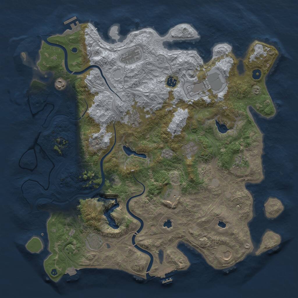 Rust Map: Procedural Map, Size: 4500, Seed: 1999216013, 17 Monuments