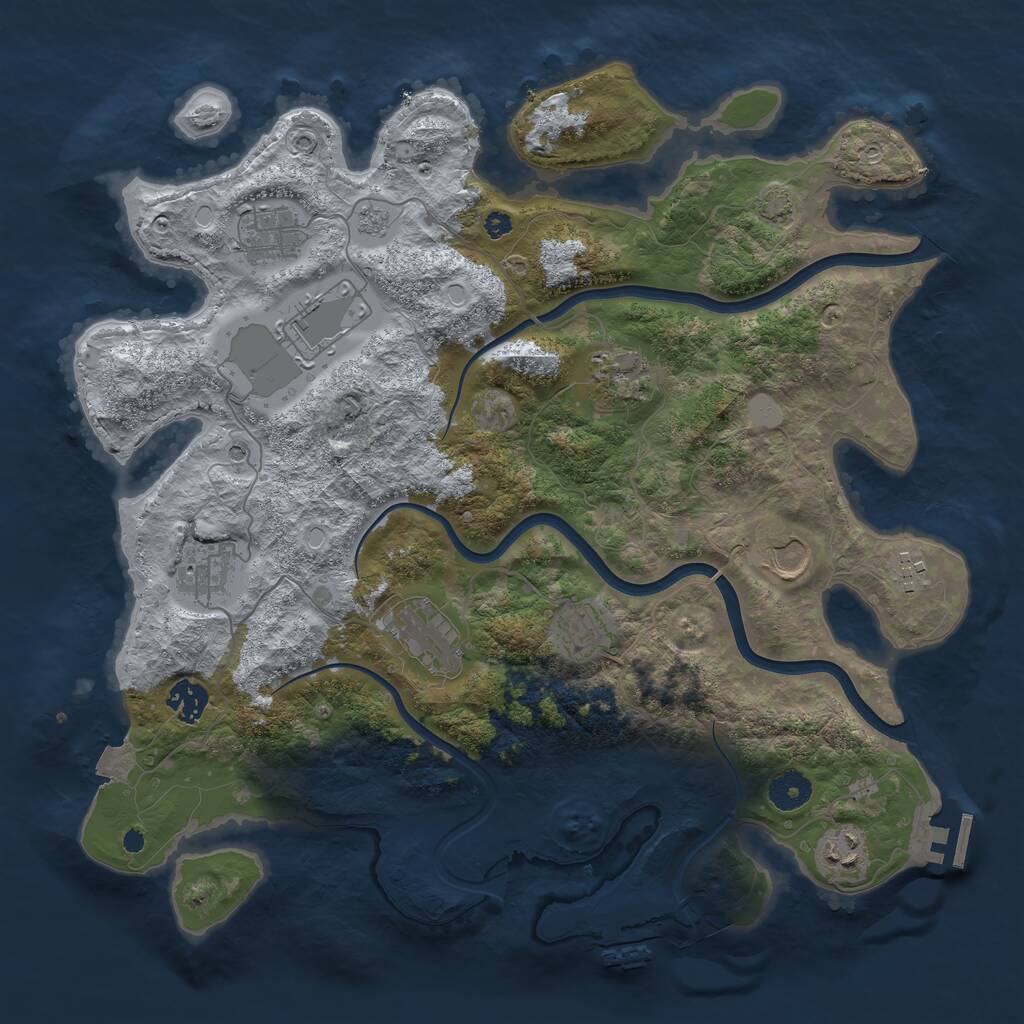 Rust Map: Procedural Map, Size: 3800, Seed: 938674520, 16 Monuments